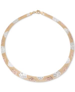 Giani Bernini Tri-color Rosette Graduated 17 Collar Necklace, Created For Macy's