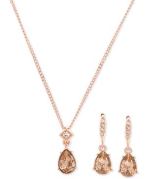 Givenchy Crystal Pendant Necklace & Drop Earrings