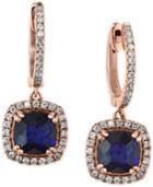 Royal Bleu By Effy Sapphire (3-1/3 Ct. T.w.) And Diamond (1/3 Ct. T.w.) Drop Earrings In 14k Rose Gold