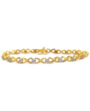 Diamond Flower Link Bracelet (1/10 Ct. Tw.) In Sterling Silver Or 14k Yellow Gold-plated Sterling Silver Or 14k Rose Gold-plated Sterling Silver