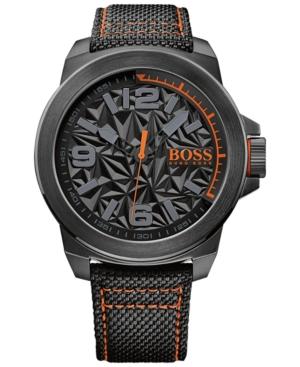 Hugo Boss Men's New York Black Fabric Strap Watch 50mm 1513343
