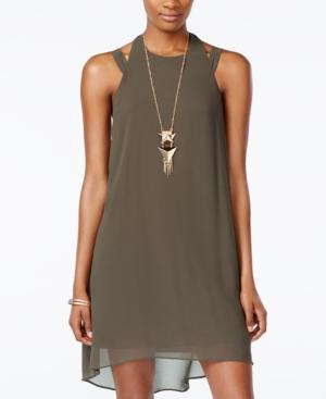 City Studios Juniors' High-low Halter Shift Dress With Necklace