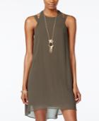 City Studios Juniors' High-low Halter Shift Dress With Necklace