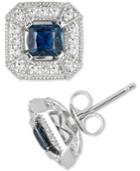 Sapphire (1/2 Ct. T.w.) & Diamond (1/4 Ct. T.w.) Stud Earrings In 10k White Gold