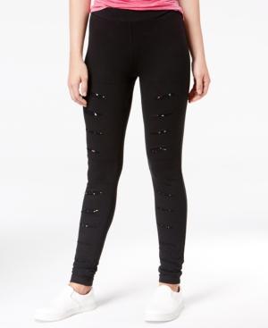 Trolls By Dreamworks Juniors' Ripped Metallic-print Leggings