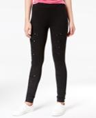 Trolls By Dreamworks Juniors' Ripped Metallic-print Leggings