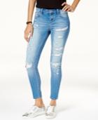 Rampage Juniors' Sophie Ripped Sequin-trim Skinny Ankle Jeans