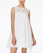 Trixxi Juniors' Crocheted Handkerchief-hem Shift Dress