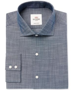 Ben Sherman Men's Slim-fit Navy Slub Chambray Dress Shirt