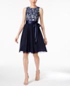 Jessica Howard Sequined Lace Tulle Fit & Flare Dress