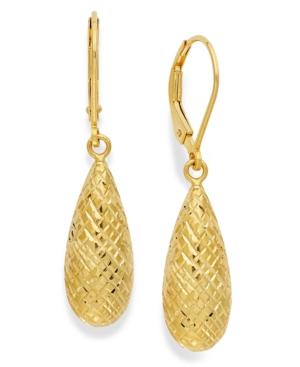Giani Bernini 24k Gold Over Sterling Silver Earrings, Diamond-cut Teardrop Leverback Earrings