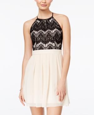 B Darlin Juniors' Lace Pleated A-line Dress