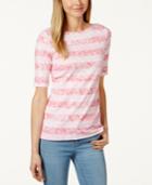 Charter Club Pima Cotton Tee, Striped Paisley Print