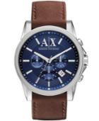 Ax Armani Exchange Men's Chronograph Brown Leather Strap Watch 45mm Ax2501