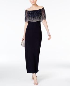 Msk Off-the-shoulder Embellished Gown