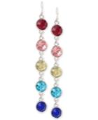 M. Haskell Silver-tone Mixed Multi-colored Faceted Stone Linear Earrings