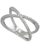 Arabella Swarovski Zirconia Crisscross Ring In Sterling Silver
