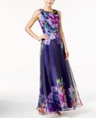 Tahari Asl Floral V-back Gown