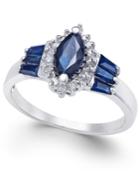 Sapphire (1-3/8 Ct. T.w.) And Diamond (1/6 Ct. T.w.) Ring In 14k White Gold