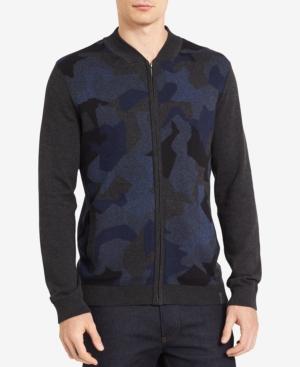 Calvin Klein Jeans Men's Camo Jacquard Zip-front Cardigan
