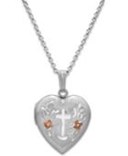 Painted Cross Heart Locket Necklace In Sterling Silver