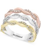 Trio By Effy Diamond Tri-tone Multi-layer Ring (1/3 Ct. T.w.) In 14k White, Yellow And Rose Gold