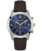 Bulova Men's Chronograph Brown Leather Strap Watch 40mm 98a151