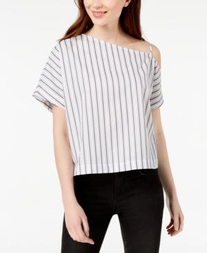Calvin Klein Jeans Striped Cotton One-shoulder Top
