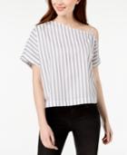 Calvin Klein Jeans Striped Cotton One-shoulder Top