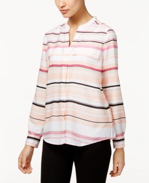 Calvin Klein Striped Split-neck Shirt