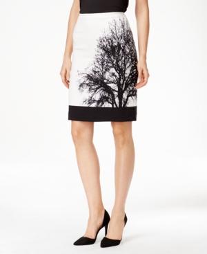 Tahari Asl Forest-print Pencil Skirt