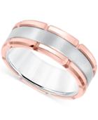 Men's Brushed Comfort-fit 8mm Wedding Band In White And Rose Tungsten Carbide