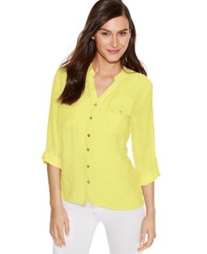 Ny Collection Petite Lace-detail Shirt