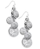Silver-tone Coin-inspired Shaky Drop Earrings
