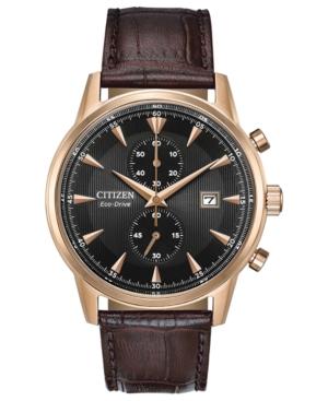 Citizen Eco-drive Men's Chronograph Corso Brown Leather Strap Watch 43mm