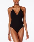 Jessica Simpson Under The Sea Scalloped-edge Textured One-piece Swimsuit Women's Swimsuit