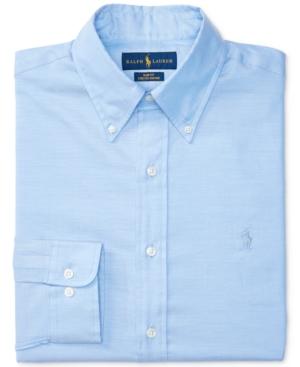 Polo Ralph Lauren Men's Slim-fit Stretch Blue Solid Dress Shirt