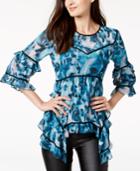 Bar Iii Ruffled Printed Top, Created For Macy's