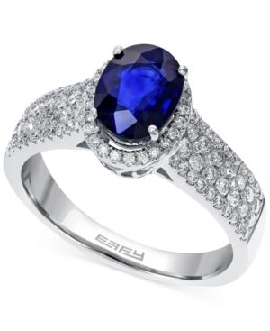 Effy Sapphire (1-3/8 Ct. T.w.) And Diamond (5/8 Ct. T.w.) Ring In 14k White Gold