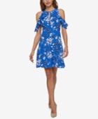 Jessica Simpson Printed Cold-shoulder Dress