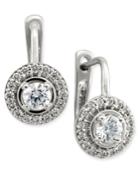 Diamond Halo Leverback Earrings (1/2 Ct. T.w.) In 14k White Or Yellow Gold