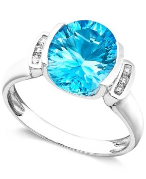 14k White Gold Ring, Blue Topaz (3-5/8 Ct. T.w.) And Diamond Accent