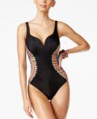 Miraclesuit Zip Drive Chevron-print Tummy Control One-piece Swimsuit Women's Swimsuit