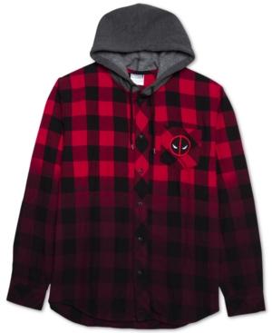 Jem Men's Deadpool Ombre Plaid Flannel Hoodie
