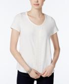 Tommy Hilfiger Short-sleeve Embroidered Top, Only At Macy's