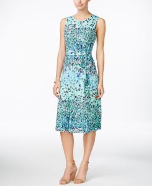 Charter Club Petite Printed Belted Dress, Only At Macy's