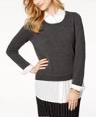 Charter Club Layered-look Cashmere Sweater, Created For Macy's