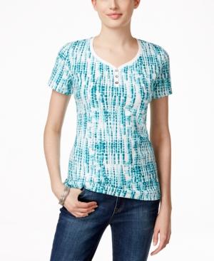 Karen Scott Printed Henley T-shirt, Only At Macy's