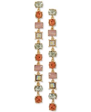 Guess Gold-tone Multi-stone Linear Drop Earrings