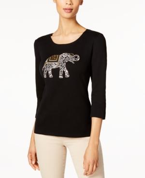 Karen Scott Ellie Elephant Graphic Top, Only At Macy's